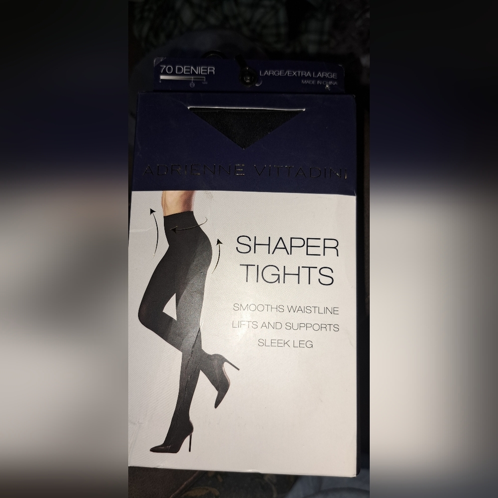 Adrienne Vittadini Ladies Body Shaper Tights (Black) Large/XL Slimming Comfort